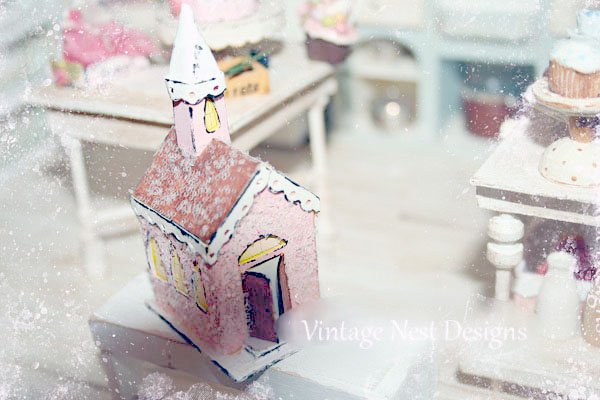 Pink Putz Church No.2 Handmade Miniature image 5