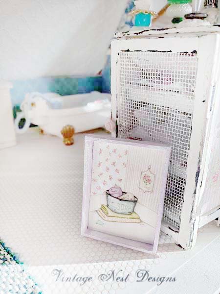 Bath Soaps No.1:1 Dollhouse Miniature Handmade Wooden Framed Art image 3