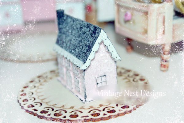 Pink Glittered House No.4 Handmade Miniature image 2