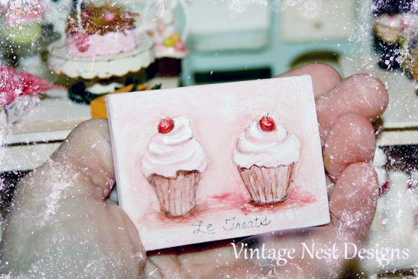 Le Treats No.1:4 Dollhouse Miniature Handmade Framed Art image 1