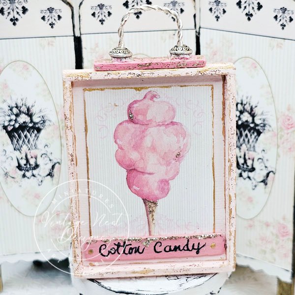 Cotton Candy No.2:6 Dollhouse Miniature Handmade Wooden Framed Art image 3