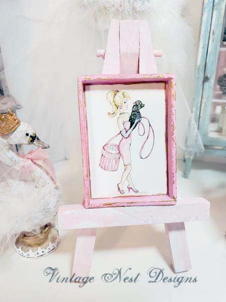 Shopping Barbie No.4:7 Dollhouse Miniature Handmade Wooden Framed Art image 1