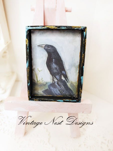 Old Crow No.1:1 Dollhouse Miniature Handmade Framed Art image 0