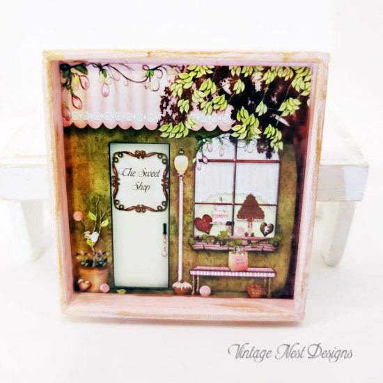 The Sweet Shop No.1:1 Dollhouse Miniature Handmade Wooden Framed Art image 0