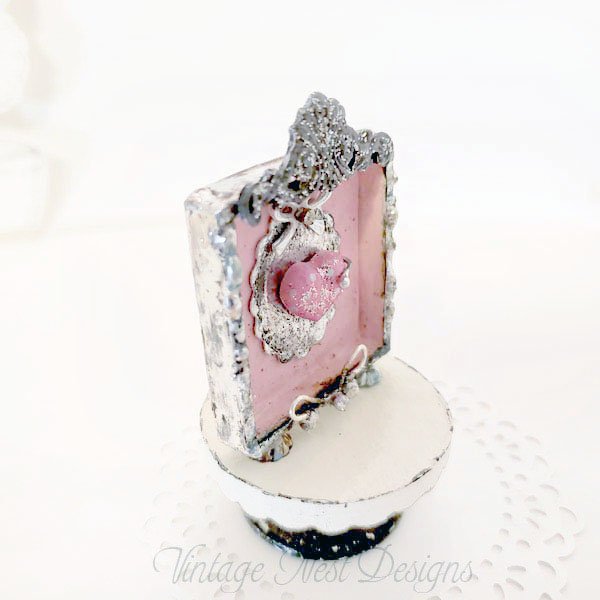 Metal Valentine Framed Heart No.1 Dollhouse Miniature Handmade Framed Wooden Art image 3