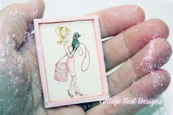 Barbie Shopping No.4:2 Dollhouse Miniature Handmade Wooden Framed Art image 3