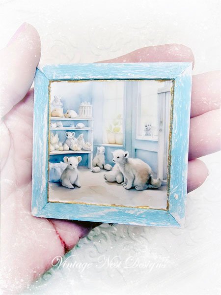 A Babies Room No.1:1 Dollhouse Miniature Handmade Wooden Framed Art image 1