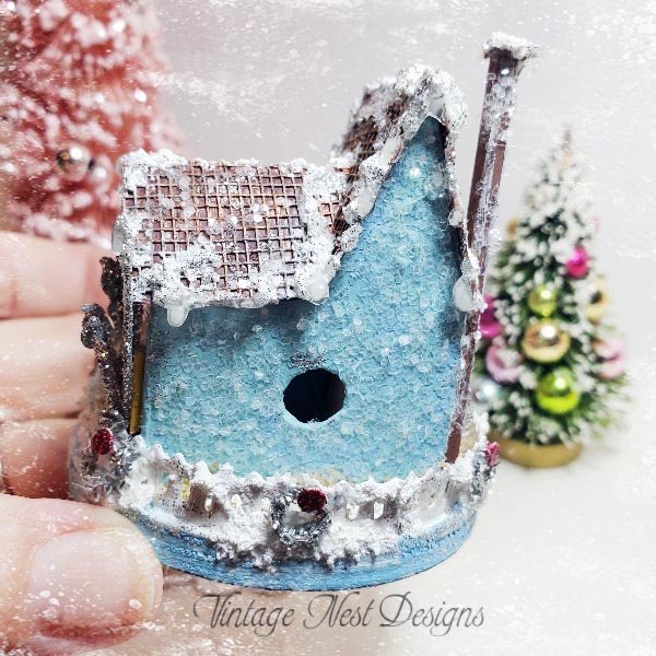 Christmas Putz Glitter Holiday House No.5 Handmade image 5