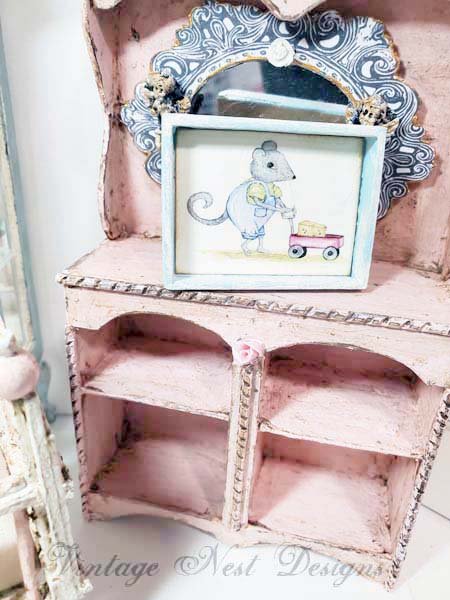 Mouse No.1:1 Dollhouse Miniature Handmade Wooden Framed Art image 2