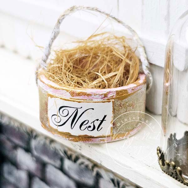 Bird Nest Basket No.8 Dollhouse Miniature Handmade image 5