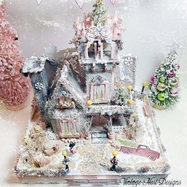 Victorian Mansion Putz Glitter Holiday Dollhouse House No.1 Handmade image 14