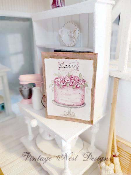 Cake No.7:9 Dollhouse Miniature Handmade framed Art image 1