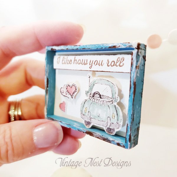 Valentine I Like How You Roll No.1 Dollhouse Miniature Handmade Framed Art image 2