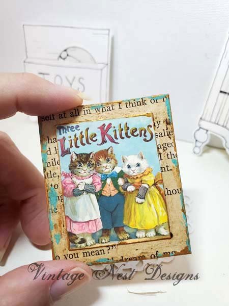 Three Little Kittens No.1:3 Dollhouse Miniature Handmade image 1