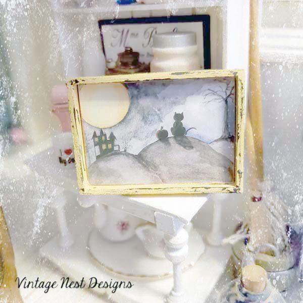 Cat & the Moon No.1:1 Dollhouse Miniature Handmade image 1