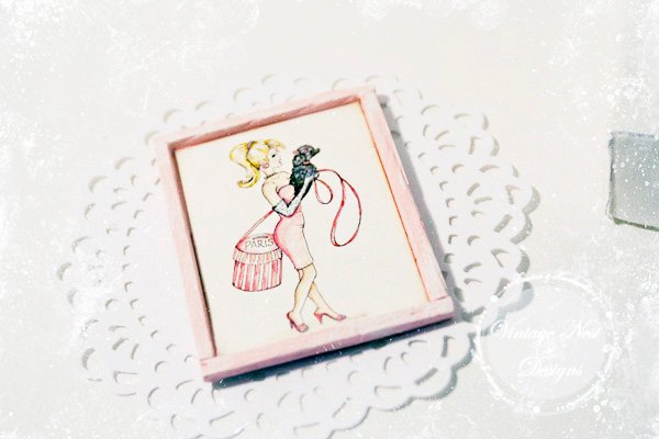 Barbie Shopping No.4:2 Dollhouse Miniature Handmade Wooden Framed Art image 2