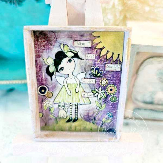 When I First Saw You No.1:1 Dollhouse Miniature Handmade Wooden Framed Art image 0