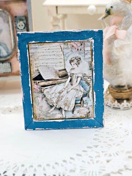 Victorian Woman No.2:1 Dollhouse Miniature Handmade Wooden Framed Art image 2