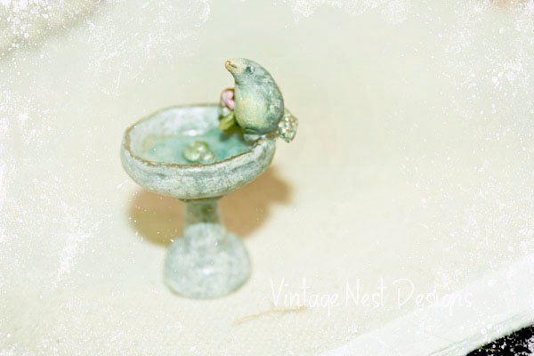 Bird Bath No.3 Dollhouse Miniature Handmade image 2