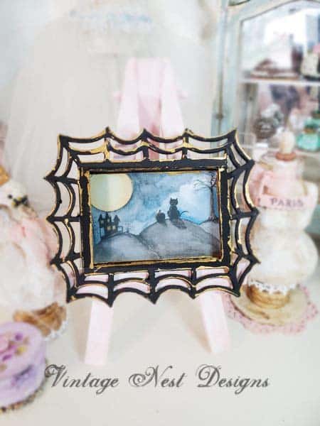 Cat & the Moon No.1:3 Dollhouse Miniature Handmade image 6