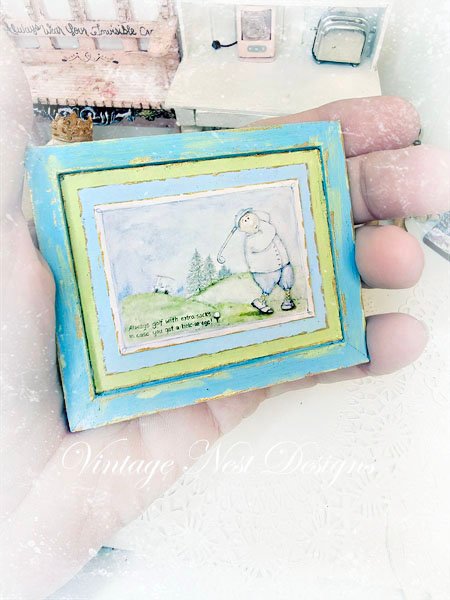 Always Golf No.1:1 Dollhouse Miniature Handmade Wooden Framed Art image 2