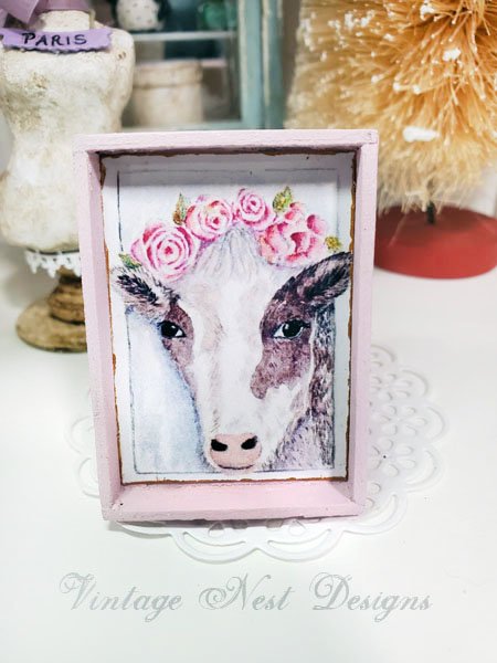 Cow & Roses No.1:1 Dollhouse Miniature Handmade image 0
