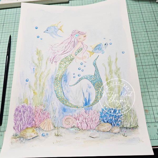 Mermaid No.4 Fine Art Original Watercolor Painting image 2
