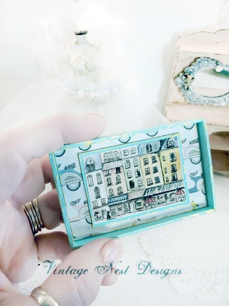 Paris Shopping in the City No.1:5 Dollhouse Miniature Handmade Wooden Framed Art image 1
