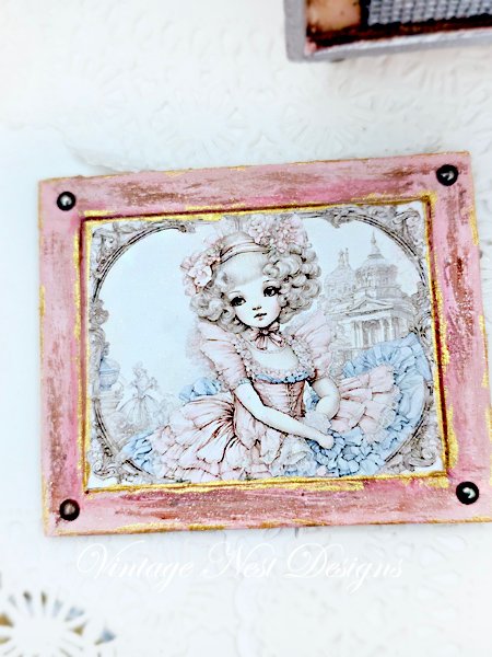 Young Marie No.1:1 Dollhouse Miniature Handmade Framed Art image 5