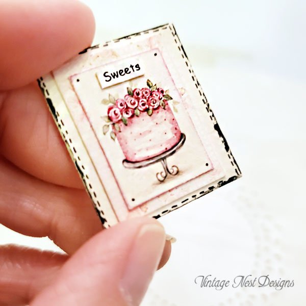 Cake No.7:6 Dollhouse Miniature Handmade Wooden Framed Art image 2