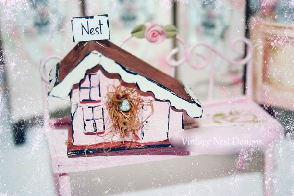 Bird Nest House No.2 Dollhouse Miniature Handmade image 0