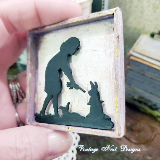 Child Silhouette No.10 Dollhouse Miniature Handmade image 1