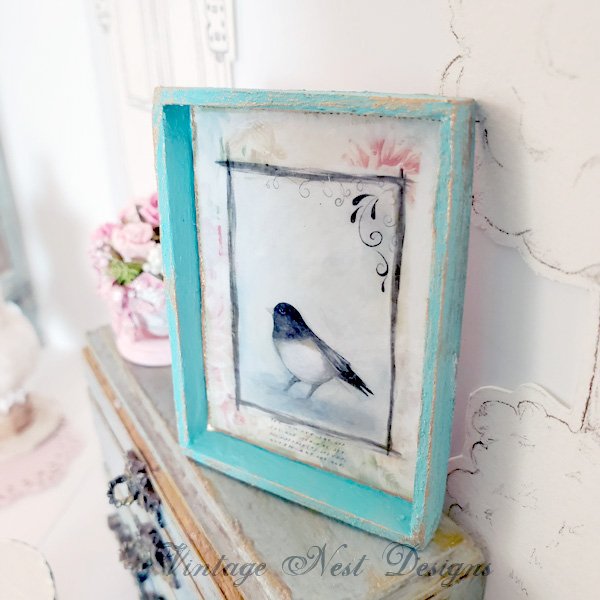 Bird Nest Black Frame No.1:2 Dollhouse Miniature Handmade Wooden Framed Art image 2