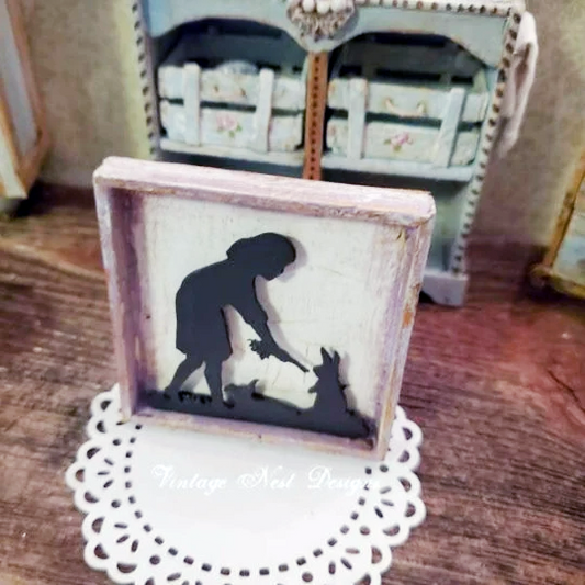Child Silhouette No.10 Dollhouse Miniature Handmade image 0