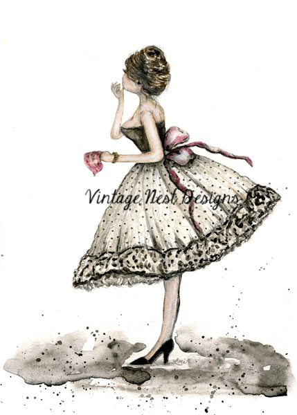 Barbie Doll No.8 Digital Print Watercolor Painting image 0