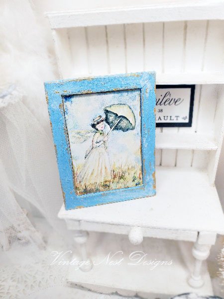 Monet No.1:2 Dollhouse Miniature Handmade Wooden Framed Art image 1