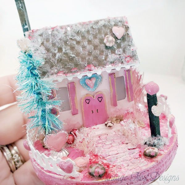 Valentine Putz Glitter Holiday House No.1 Handmade Miniature image 7