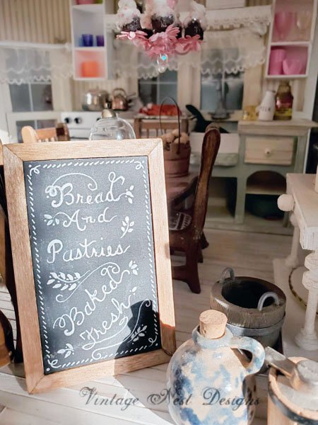 Bakery Sign No.19 Dollhouse Miniature Handmade Wooden Framed Art image 2