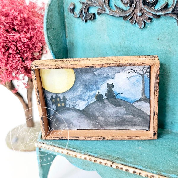 Cat & the Moon No.1:2 Dollhouse Miniature Handmade image 1