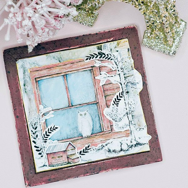 Barn Owl No.1:1 Dollhouse Miniature Handmade Wooden Framed Art image 5