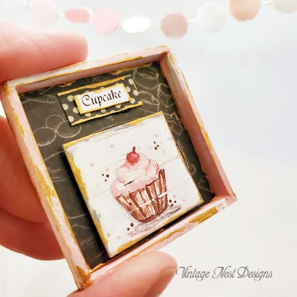 Bakery Sign No.19:2 Dollhouse Miniature Handmade Wooden Framed Art image 2