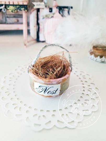Bird Nest Basket No.8 Dollhouse Miniature Handmade image 6