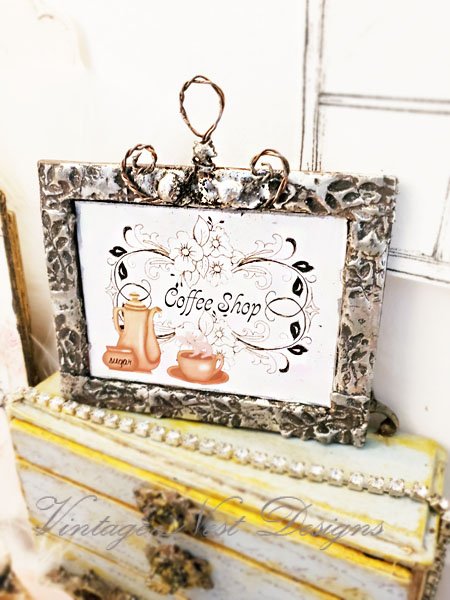 Coffee Shop Graphic No.1:2 Dollhouse Miniature Handmade Metal Framed Art image 4