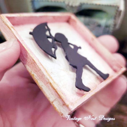 Child Silhouette No.5 Dollhouse Miniature Handmade image 1