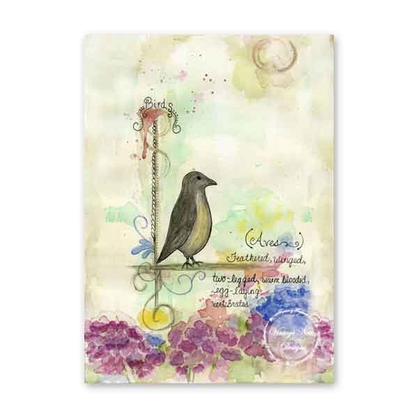 Birds Feathered No.1 Digital Prints Watercolor Painting image 1