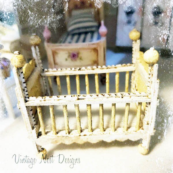 Baby Antique Style Crib No.4 Handmade Dollhouse Miniature image 4