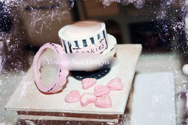 Pink & Black Cookie Box No.1 Dollhouse Miniature Handmade image 1