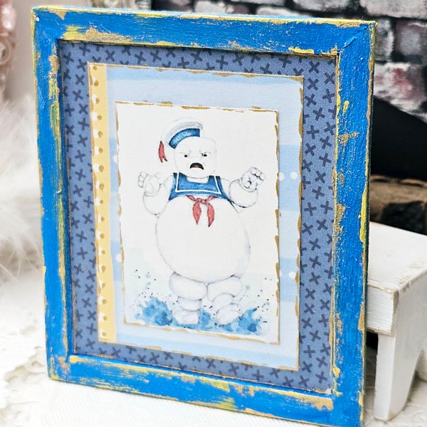 Stay Puft No.1:2 Dollhouse Miniature Handmade Wooden Framed Art image 2