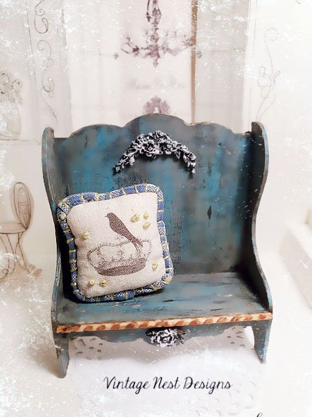 Bird Crown Pillow No.1 Dollhouse Miniature Handmade image 1