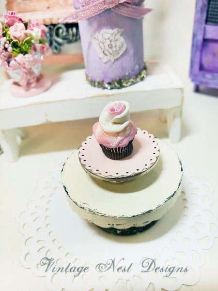 Cupcake on a Pedestal No.3 Dollhouse Miniature Handmade image 0